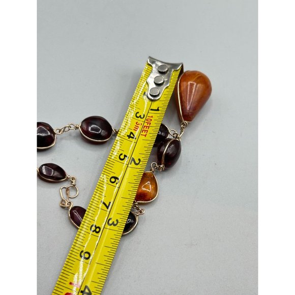 Genuine Amber Bracelet Wire Wrapped Bracelet with Drop Amber Nugget Charm - Picture 6 of 7